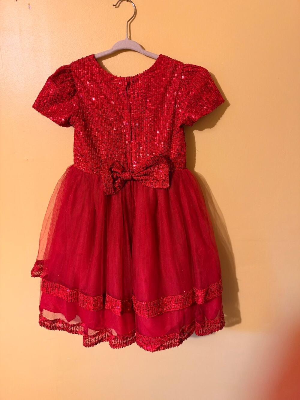 Rare Editions Girls Crimson Red Sequin Mesh Tutu Holiday and OST Dress